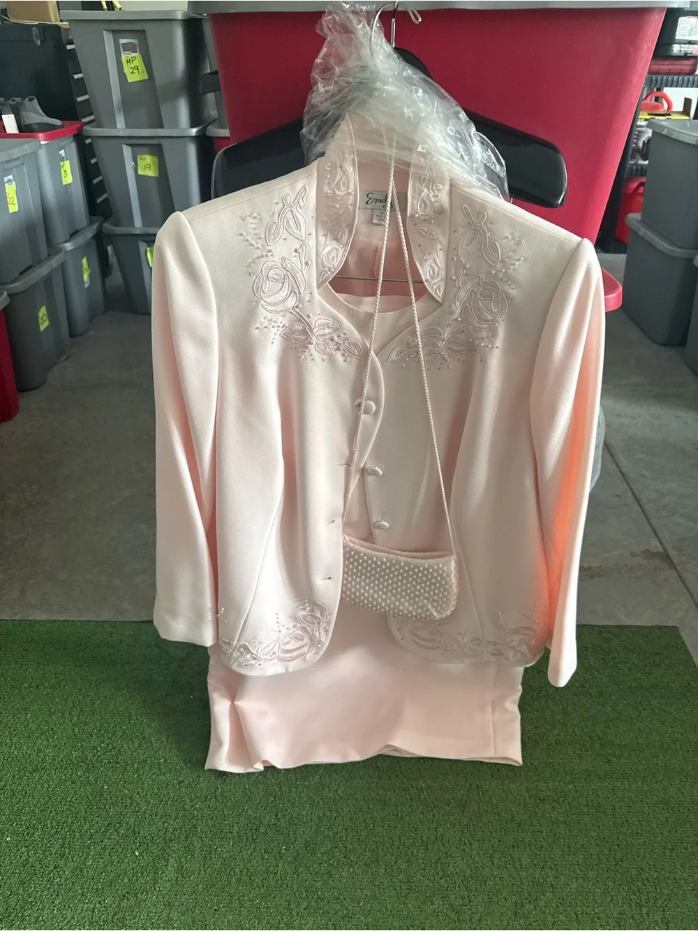 Embellished Light Pink Skirt Set by Emme